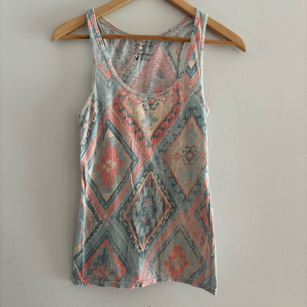 VTG Y2K American Eagle Aztec Western Slim Fit Tank Top M Festival Boho 2000s